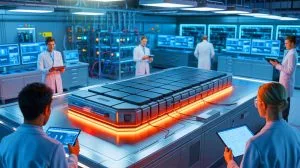 Illustration von der Entwicklung einer Batterie mit abgereichertem Uran als Energiespeicherlösung.