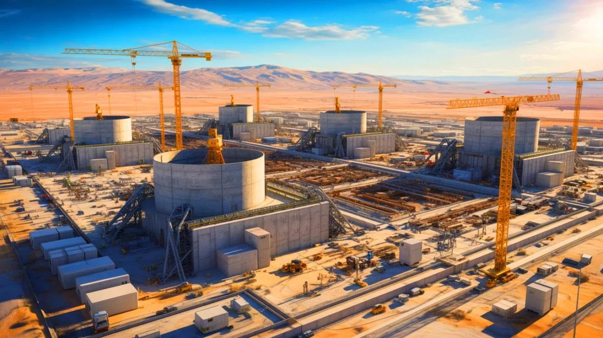 Illustration von Bauarbeiten am Shimon Peres Negev Nuclear Research Center nahe Dimona.