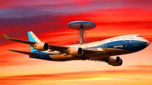 Illustration von der Entwicklung des E-4C Survivable Airborne Operations Control Systems als fliegendes Kommandozentrum.