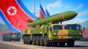 Illustration von der Enthüllung der Hwasong-20-Rakete durch Kim Jong Un.