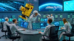 Illustration von der Fusion der Raumfahrtgeschäfte von Airbus, Leonardo und Thales.