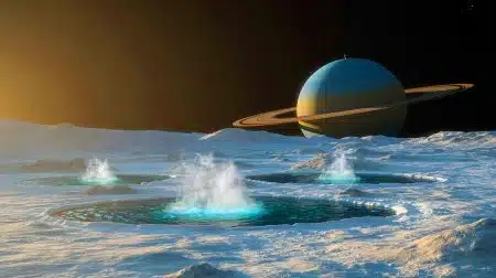 « Ils ont trouvé les briques de la vie » : cette lune de Saturne pourrait abriter un océan habitable (et l’Europe veut y aller) Illustration de la découverte de molécules organiques complexes sur Encelade, lune de Saturne.