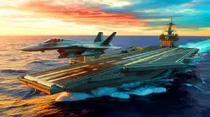 Illustration de l'observation d'un F/A-18E Super Hornet en plein décollage depuis le pont d'envol du porte-avions USS George H.W. Bush.
