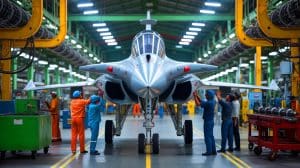 Cette alliance franco-indienne autour des Rafale expose l’Asie à de nouvelles rivalités militaires dans un marché mondial déjà sous tension Illustration de la production du fuselage des Rafale en Inde en partenariat avec le groupe Tata.