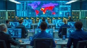 Illustration of cyber conflict dynamics between the U.S. and China over alleged espionage activities.