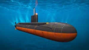 Illustration of the Virginia Block V attack submarine featuring advanced stealth and enhanced firepower capabilities.