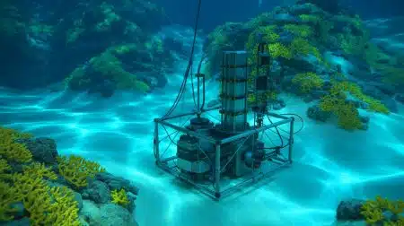 Illustration of high-energy particles and radiation from a star in deep space impacting molecules and atoms in the Earth's atmosphere.