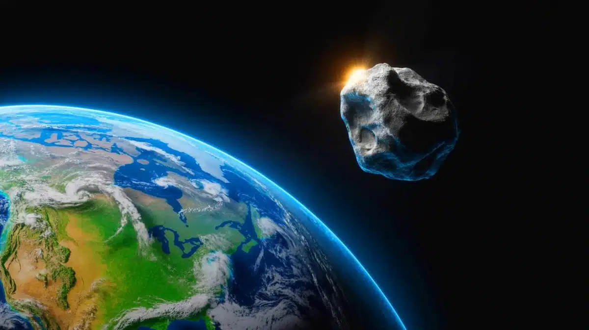 “It Slipped Right Past Us”: This Asteroid Flew Closer Than the Space Station Before Anyone Noticed (and It Could Happen Again) Illustration of asteroid 2025 TF's close flyby near Earth.