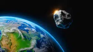 Illustration of asteroid 2025 TF's close flyby near Earth.