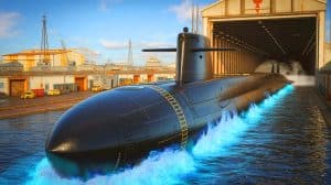 Illustration of the De Grasse submarine being unveiled as part of France's Barracuda-class nuclear-powered attack submarine program.