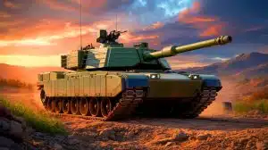 Illustration of the AbramsX tank showcasing advanced technology and strategic design.
