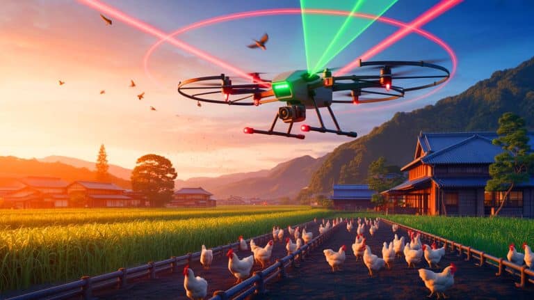 « Ces drones tirent au laser » : le Japon invente une arme agricole contre la grippe aviaire (et elle protège déjà les poulets)