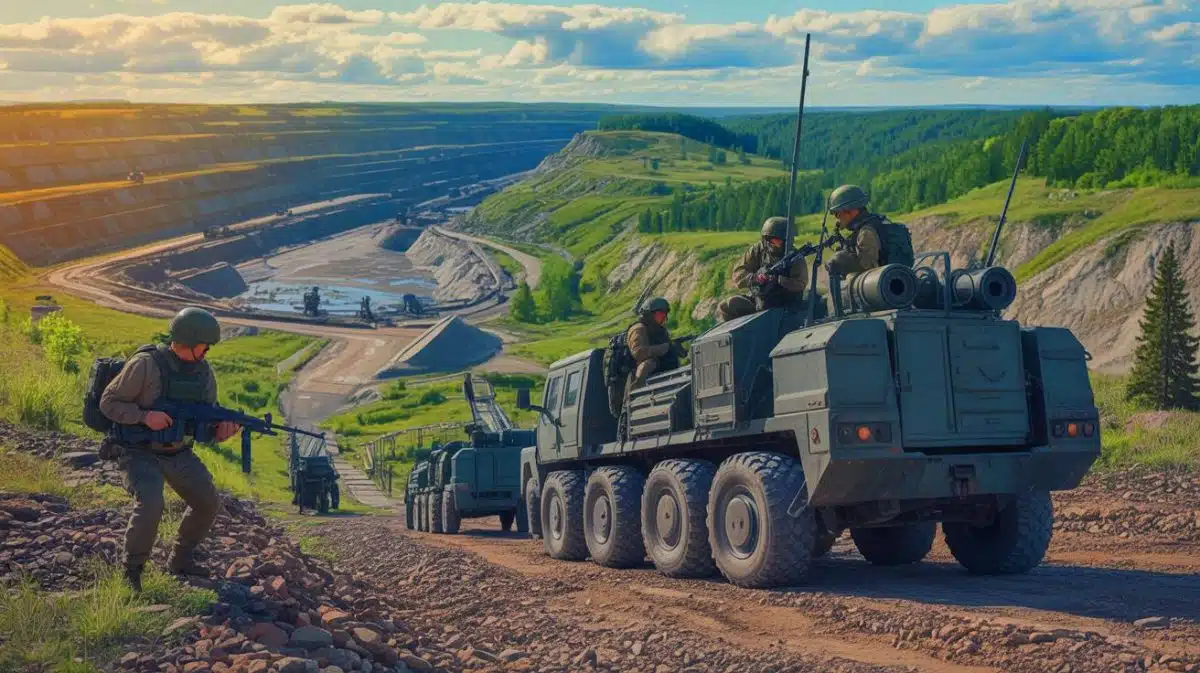 Illustration of Russian forces seizing control of a lithium-rich region in Ukraine's Donetsk area.