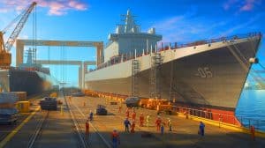 Schiffsbau in Gefahr: Warum der Erhalt unserer Werften jetzt entscheidend für die Zukunft ist Illustration von der strategischen Bedeutung der amerikanischen Schiffbauindustrie im Kontext internationaler Abkommen.