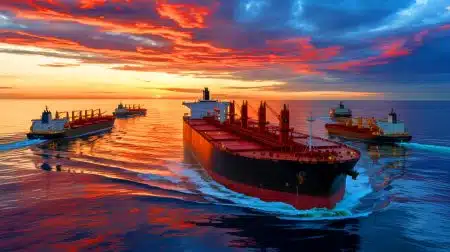 Illustration of the Benin-flagged tanker Boracay blacklisted by the European Union for being part of Russia's shadow fleet.