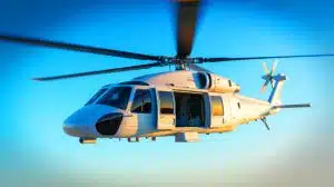 Illustration of the autonomous S-70UAS U-Hawk helicopter without a cockpit, showcasing its enhanced cargo space and design.