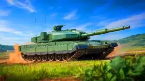 Illustration of China's Type 100 main battle tank with advanced sensors and artificial intelligence capabilities.