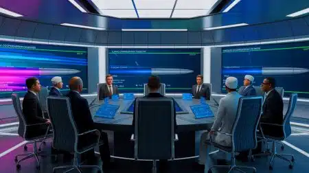 Illustration of Gulf Cooperation Council nations evaluating defense strategies in response to hypersonic missile threats.