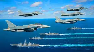 Illustration of Germany's parliament approving significant defense procurements, including tranche-five Eurofighters and naval upgrades.