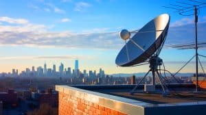 Illustration of Unencrypted Satellite Communications Being Intercepted by Researchers.