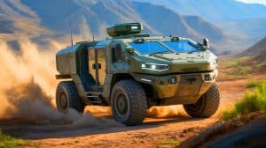 Illustration of an autonomous military vehicle developed by BAE Systems and Forterra.