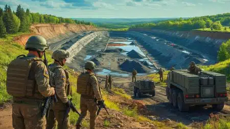 Illustration of the Russian occupation of a lithium-rich region near Shevchenko in Ukraine's Donetsk region.