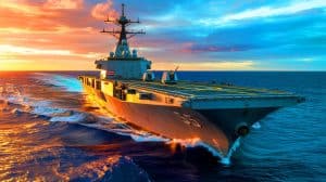 Illustration of the USS Essex transiting the Pacific Ocean during RIMPAC 2022.