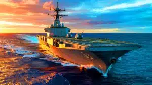 Illustration of the USS Essex transiting the Pacific Ocean during RIMPAC 2022.