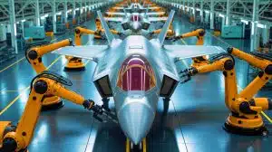 Illustration of Northrop Grumman's advanced production line for F-35 Lightning II center fuselages.