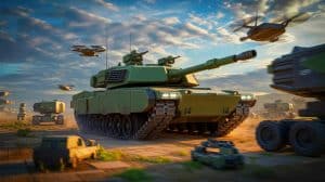 Illustration von der technologischen Entwicklung und Bedeutung des AbramsX-Panzers in der modernen Kriegsführung.