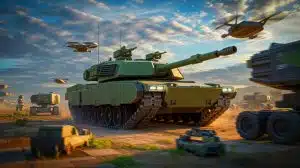 Illustration von der technologischen Entwicklung und Bedeutung des AbramsX-Panzers in der modernen Kriegsführung.