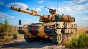 Illustration von der Aufrüstung des CV90120 mit dem 120mm L44A1 Waffensystem.