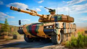 Illustration von der Aufrüstung des CV90120 mit dem 120mm L44A1 Waffensystem.