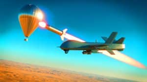 Illustration von einem US-Militärgeschoss, das auf ein vermeintliches UFO trifft.