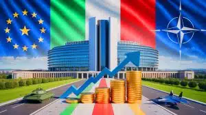Illustration von Italiens Plänen zur Erhöhung der Verteidigungsausgaben im Rahmen der EU-Haushaltsregeln.