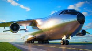 Illustration von einem innovativen Schwerlastflugzeugkonzept für zukünftige Transportlösungen.