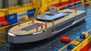 Illustration of Anduril's autonomous surface vessel prototype developed in partnership with HD Hyundai.
