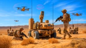China’s War Planners Use AI for Deception, Raising Concerns Over Global Security and Ethical Implications Illustration of Chinese military using AI deception tactics during a training exercise in the Gobi Desert.