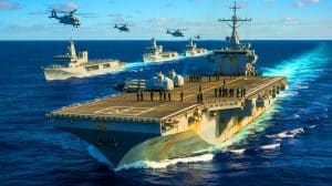 Illustration of the U.S. amphibious fleet highlighting challenges in readiness and strategic deployment.