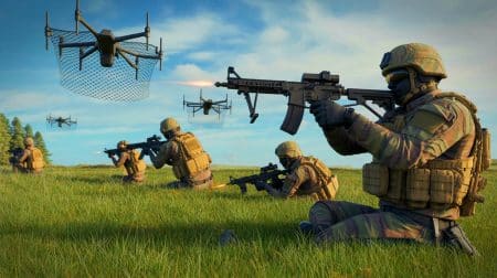 Illustration de la démonstration de technologies anti-drones par l'armée américaine en Allemagne.