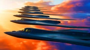 Le B-21 Raider : l’équation complexe qui pourrait transformer la stratégie de l’armée de l’air américaine Illustration de la flotte de bombardiers furtifs B-21 Raider de l'armée de l'air américaine.