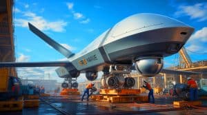 Les drones maritimes en quelques mois : révolution pour la flotte hybride de la Marine et ses défis humains Illustration de la construction rapide d'un navire autonome par Saronic Technologies dans leur chantier naval en Louisiane.