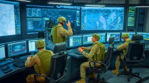 Illustration de soldats ukrainiens testant un drone Vampire avant son déploiement sur la ligne de front à Dnipro.