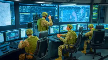 Illustration de soldats ukrainiens testant un drone Vampire avant son déploiement sur la ligne de front à Dnipro.