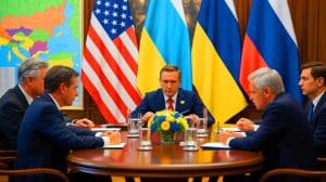 Illustration de la controverse autour du plan de paix américain pour l'Ukraine.