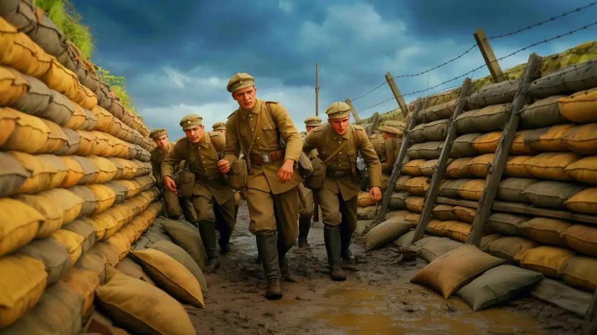 Illustration von Sterling Lewis Morelock als Schützengrabenläufer im Ersten Weltkrieg.