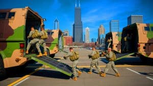 Illustration of National Guard troops being withdrawn from Chicago and Portland amidst legal and political challenges.