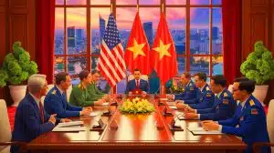 US-Waffenabkommen: Hegseths Vietnam-Besuch lässt Verhandlungen weiter stocken und schürt Unsicherheit in der Region Illustration von der strategischen Partnerschaft und den Herausforderungen der Verteidigungszusammenarbeit zwischen den USA und Vietnam.