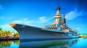 Illustration von der USS Missouri als Symbol amerikanischer Seemacht und maritime Geschichte.