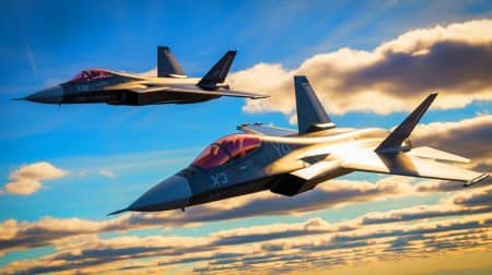 Illustration von der Entwicklung und dem Wettbewerb um den Joint Strike Fighter.